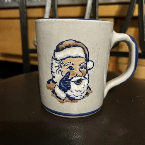 LOUISVILLE KY VTG Stoneware Christmas Mug Santa Claus I'm Watching You Handmade