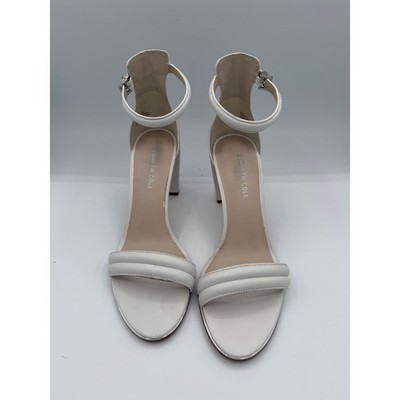 Kenneth Cole New York Lex White Leather Block Heel Ankle Strap Heels 8.5 Wedding