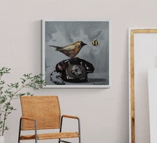 Jose Trujillo Fine Art PRINT 36x36" Collectible Artist Vintage Phone Bird Decor