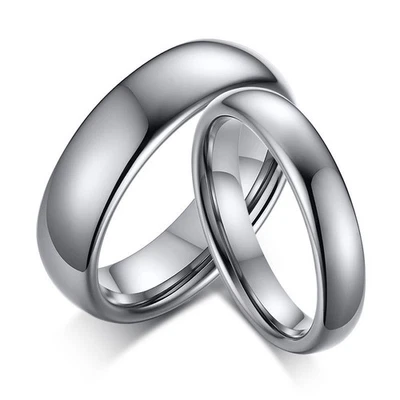Ring Wolfram Carbid, hochglanzpoliert, 4/6 mm, Damen Herren Partnerring Tungsten - Bild 1 von 4