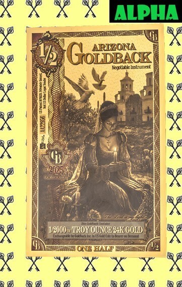【NOT FOR SALE 22K GOLD】ガメラ2 ゴールドトレカ アマダ 2025 Arizona Half (1/2) Goldback Alpha & largest Goldbacks