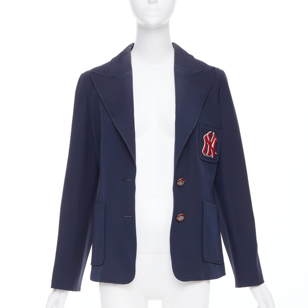 GUCCI NY Yankees 2018 Alessandro Michele navy wool silk blazer