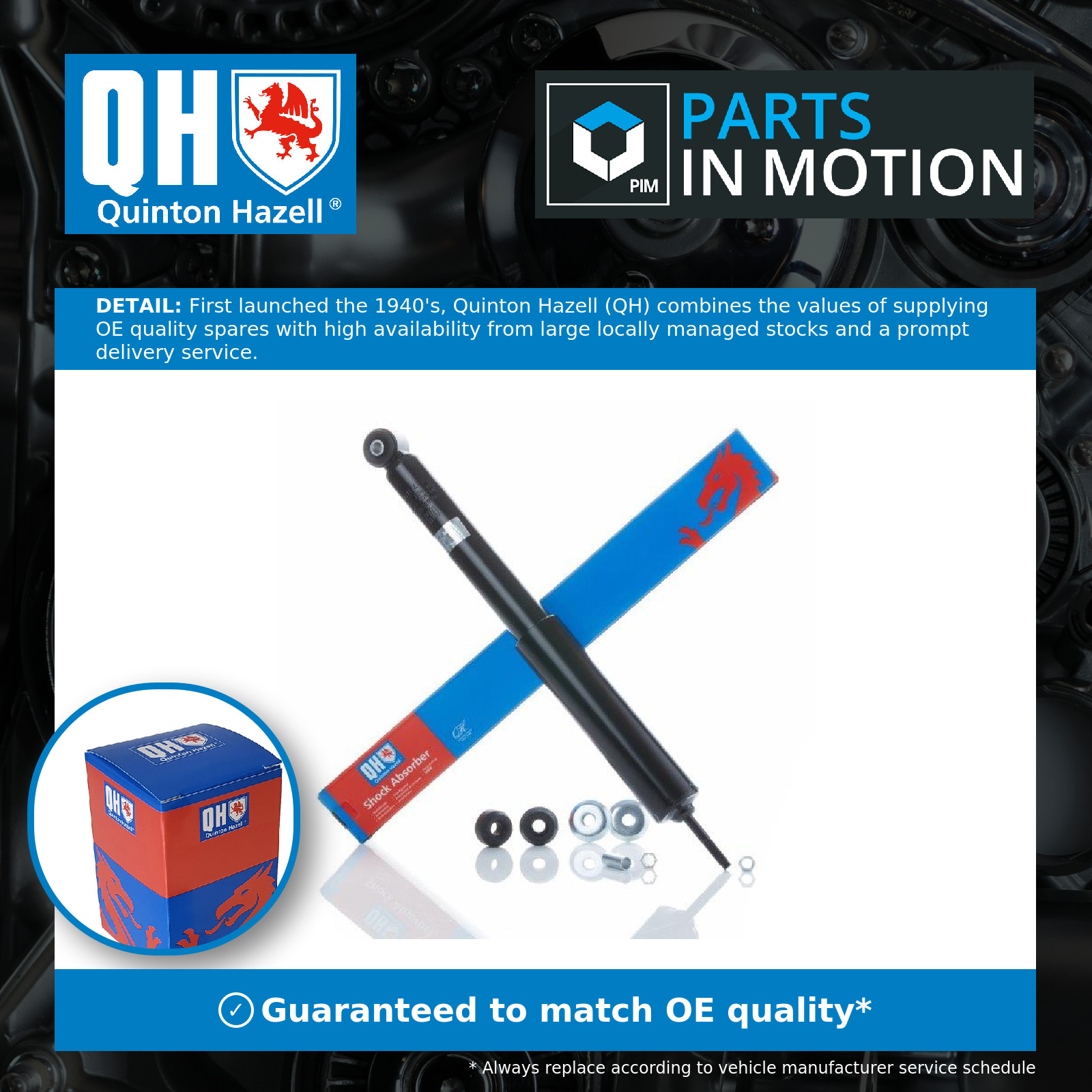 2x Shock Absorbers (Pair) Rear QAG879113 Quinton Hazell Damper 436180 436181 New