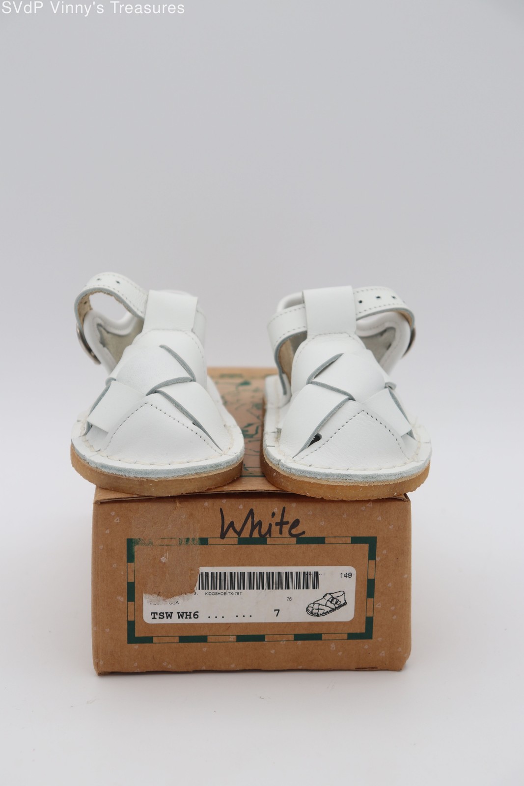 Bear Feet White Leather Toddler Sandals Size 7 New in Box USA Made