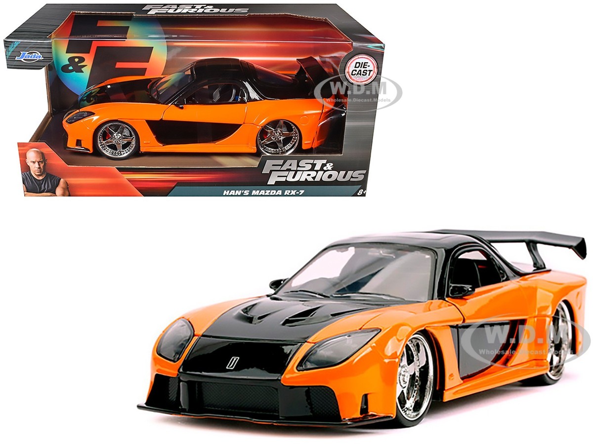 HAN'S MAZDA RX-7 RHD ORANGE & BLACK FAST & FURIOUS 1/24 DIECAST