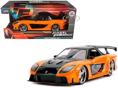 HAN'S MAZDA RX-7 RHD ORANGE & BLACK FAST & FURIOUS 1/24 DIECAST