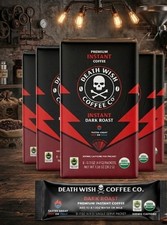 5 Boxes - Death Wish Coffee Instant Dark Roast Packets, 8 per Pack