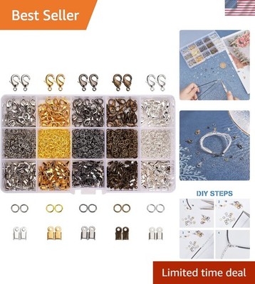 Jewelry Findings Kit 1800 Pcs Includes Clasps Rings Cord Ends DIY Jewelry Sup...
