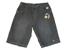 FUBU The Collection Shorts Mens 40 Black Denim Long Jean Patch Logo Y2K