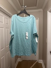 Time and Tru Women's Cotton Crewneck Tee with Short Sleeves, Size-3XL 22 