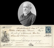 Benjamin Harrison signed Check - 1873 dated Autograph - Autographs of Famous P