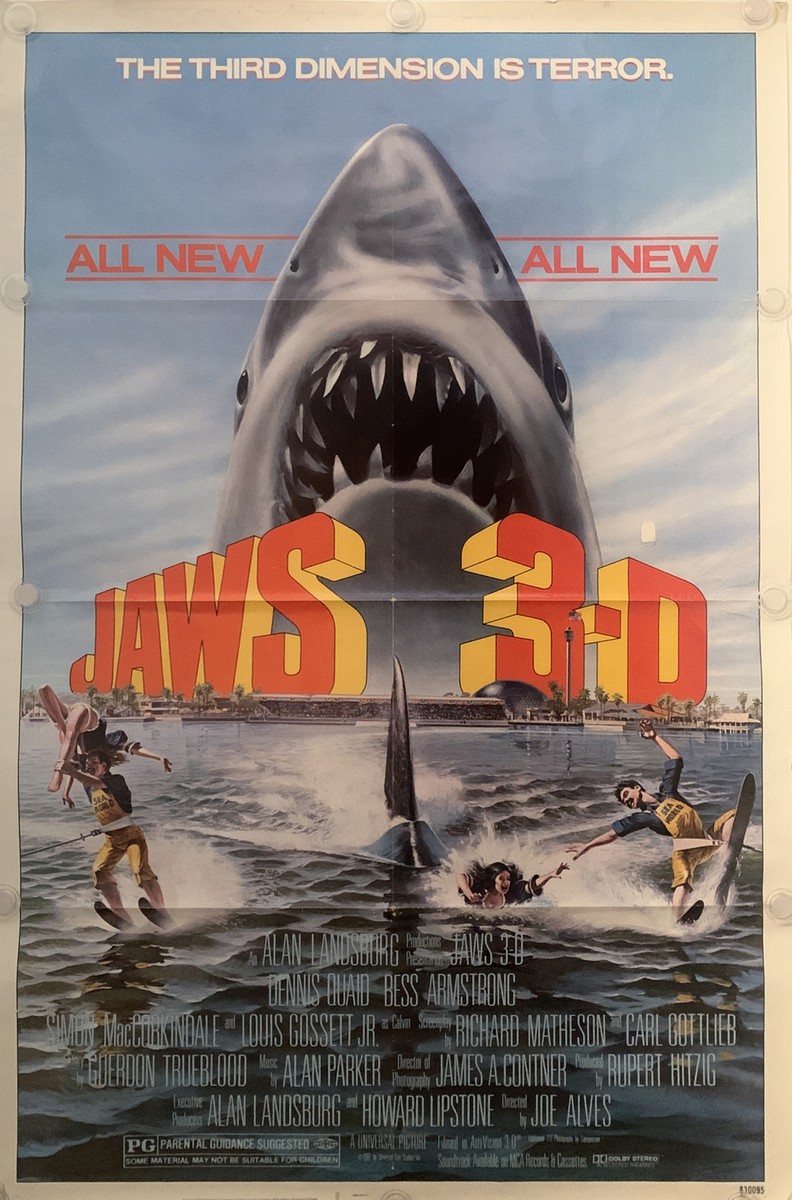 JAWS 3-D Original One Sheet Movie Poster - 1983 - DENNIS