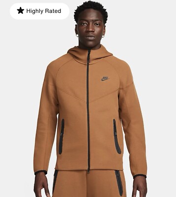 NIKE Tech Fleece Hoodie Men's XS Brown Black Full Zip