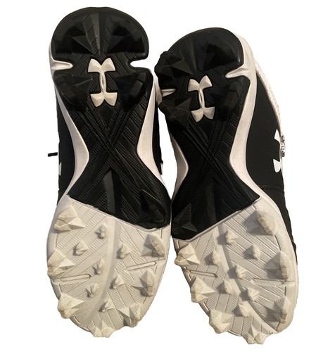 Under Armour Cleats Boys Size 12K Black And White Lace Up Shoes - Picture 4 of 7