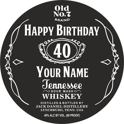 Jack Daniels Personalisierte Essbare Tortenaufleger & Cupcake-Aufleger