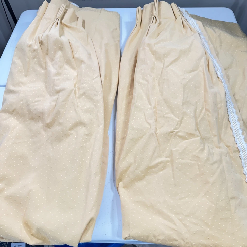 Pinch Plisado Cortinas Personalizadas Panel Cortina Par Amarillo Damasco Punto 89x33 Tradicional Foto 2 de 4