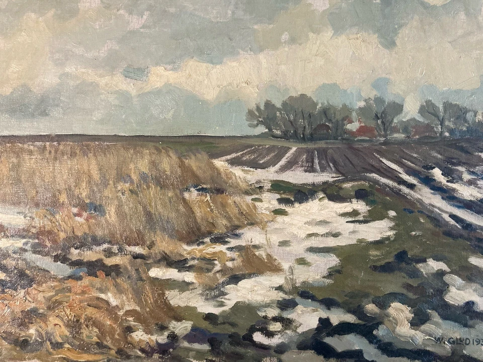 Belle Peinture Danemark Wilfred Peter Glud Huile Toile Impressionniste 1932 - Photo 1/4