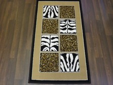 NOUVEAU TAPIS DE QUALITÉ ANIMAL LÉOPARD ZÈBRE IMPRIMÉ BLOC DESIGN 60 CM X 110 CM NOIR MARRON 
