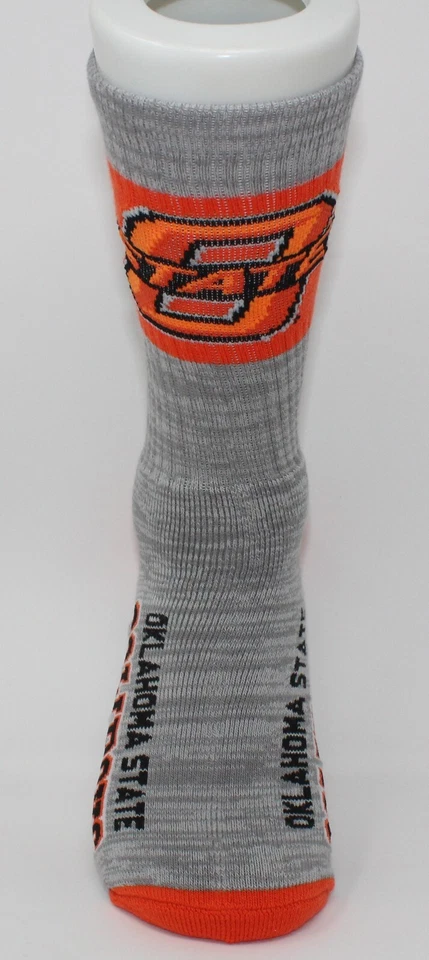 Oklahoma State Cowboys NCAA For Bare Feet First String Gray Crew Socks *Large - Image 3 of 4