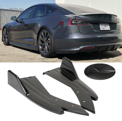 Gloss Black Rear Bumper Spoiler Splitter Lip Diffuser Body Kit For Tesla Model S