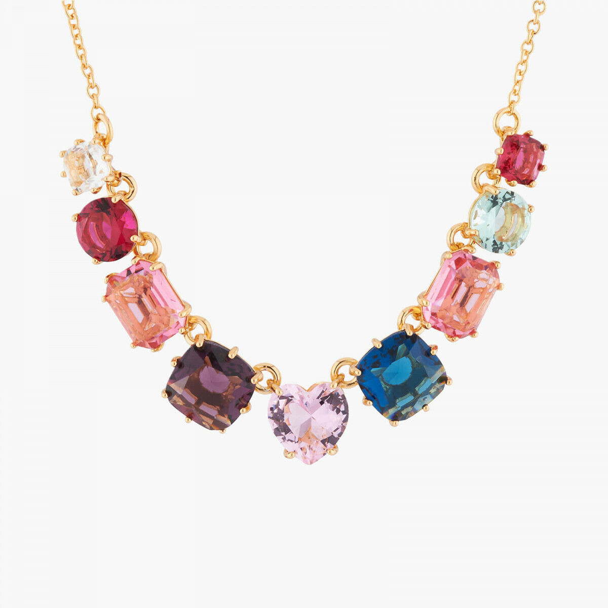 Les Nereides 9 multicolored stones thin necklace, 18K vergoldet Handmade, OVP