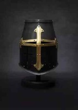Medieval Black Templar Crusader Knight Armor Helmet, Cosplay SCA Larp Helmet.
