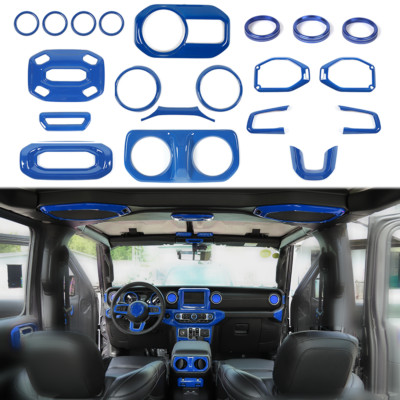 20x Blue Interior Full Set Cover Trim Kit For 2018+ Jeep Wrangler JL Accessories