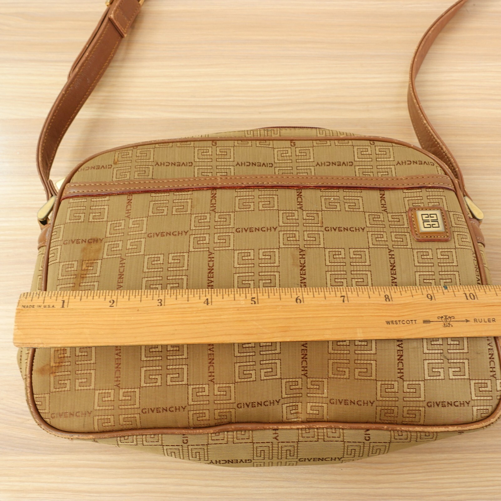 Vintage GIVENCHY Shoulder Bag Tan Beige 4G Logo Monogram French Luxury image 6