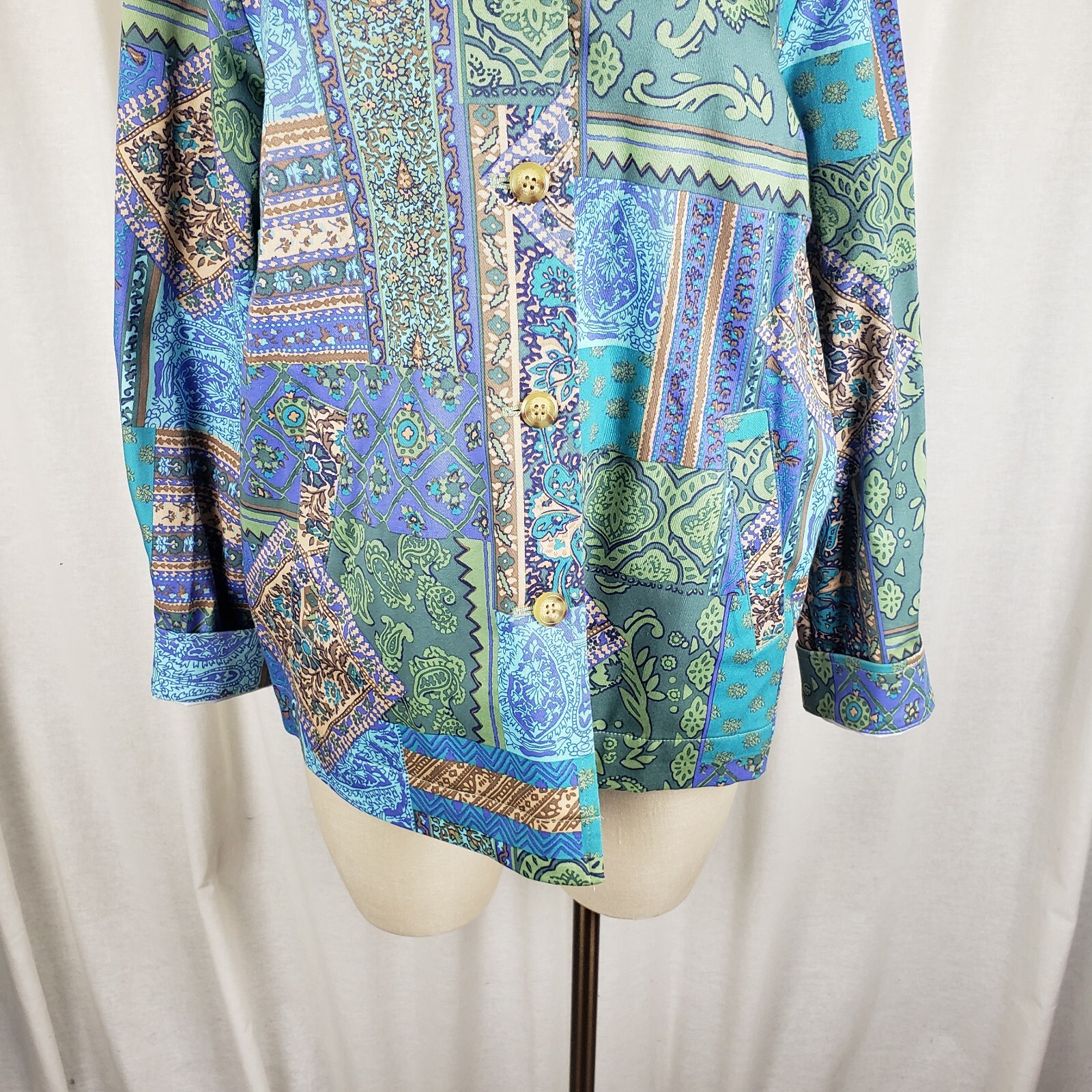 Appleseeds Abstract Patchwork Paisley Blazer Jack… - image 3