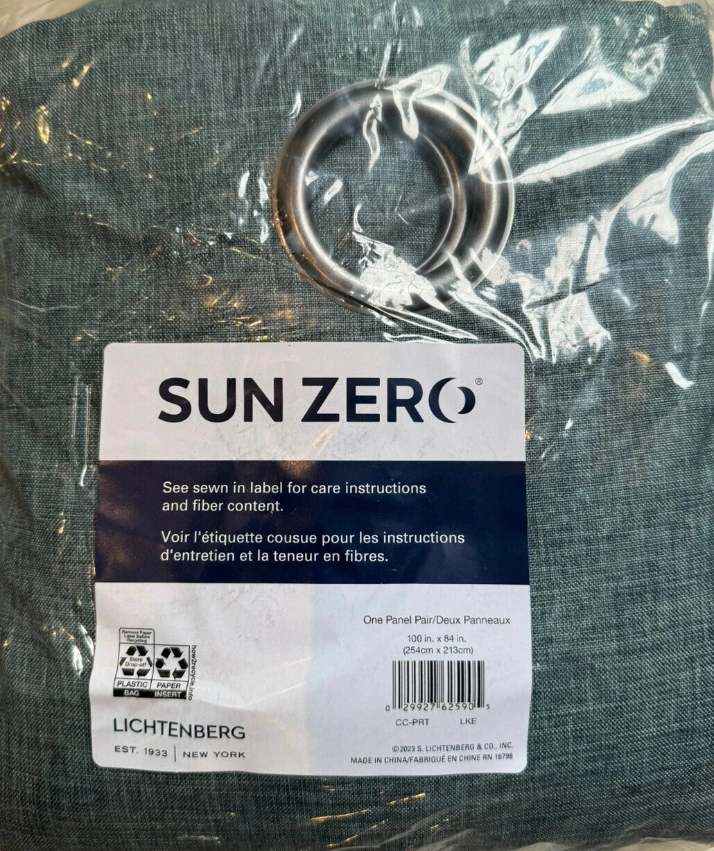 Rideaux Occultants Sun Zero Lichtenberg, Un Panneau, 100x84 Po. Bleu/Vert NEUF