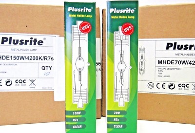 2 x R7s PLUSRITE Leuchtmittel Metalldampflampe - MHDE 150W oder 70W klar