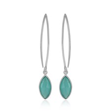 Aqua Chalcedony 925 Sterling Silver Dangle Earrings Gemstone Jewelry