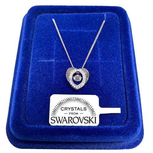 Dancing Collana Cuore Grande pl. oro Bianco 18k con Cristalli Swarovski M15 - Foto 1 di 2