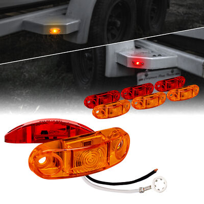 8pc 2.5'' Amber Red LED Side Marker Light for Trailers DOT FMVSS 108 SAE P2