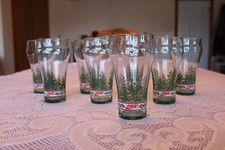 Coca Cola Vintage Green Tint Christmas Tree Set of 8 Drinking Tumbler Glasses