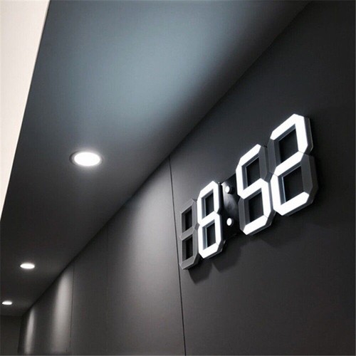 3D LED Digital Night Wall Clock Alarm Modern Watch Display Indoor Temperature UK - Picture 12 of 13