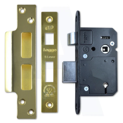 Legge N5762 BS 5 Lever Mortice Door Sashlock 76mm/3" Polished Brass