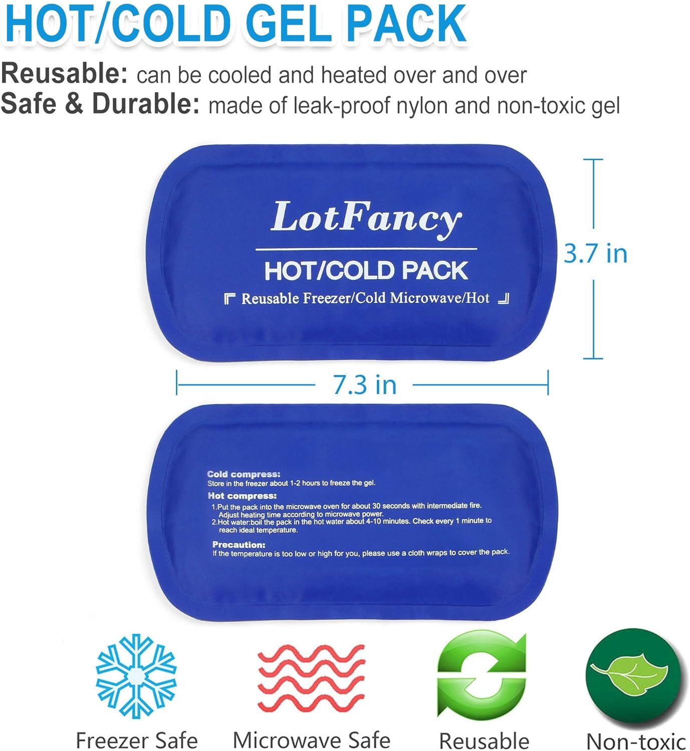LotFancy Face Ice Pack Wrap for TMJ, Wisdom Teeth, with 4 Reusable Hot