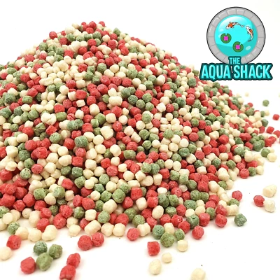Premium Variety Floating Pond Fish Food Pellets Vibrant Colour, Healthy UK Bulk