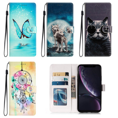 Handy Tasche Haustiere Motiv Magnet Zuklappen PU Leder Display