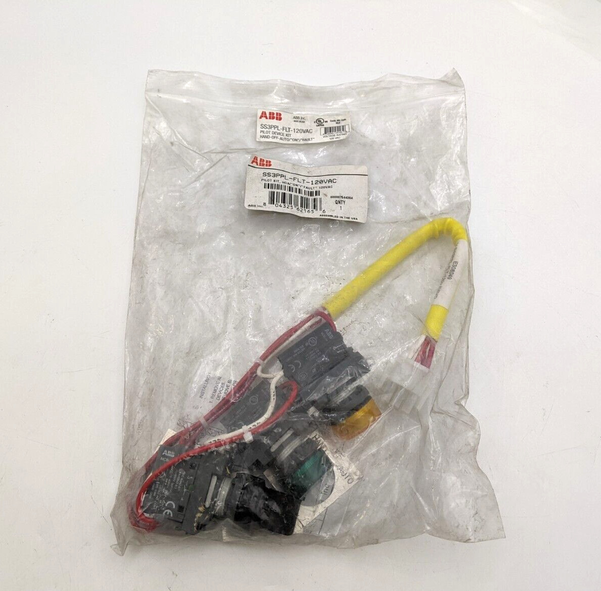 ABB SS3PPL-FLT-120VAC Pilot Device Kit Selector Switch Hand Off Auto ON Fault