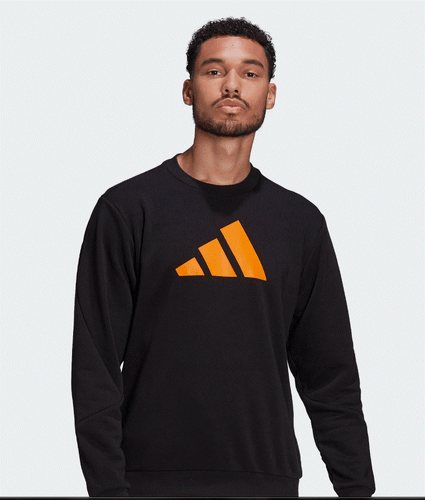 NWT MEN'S ADIDAS HA1391 SPORTSWEAR FUTURE ICONS BLACK/ORANGE SWEATSHIRT TOP $60 - Picture 2 of 6
