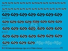Peddinghaus 1/72 Rudder Markings Luftwaffe Fighters & Stuka WWII (7 types) 1833