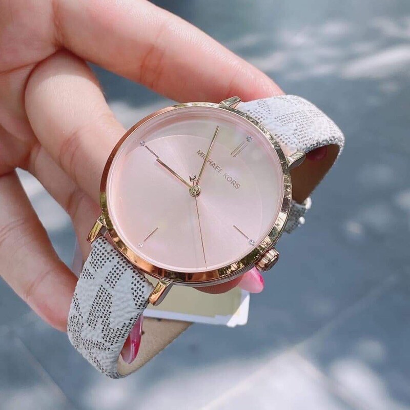 Roseロイヤルコナ Michael Kors Women's Jayne Three-Hand Vanilla Strap Rose Gold Dial