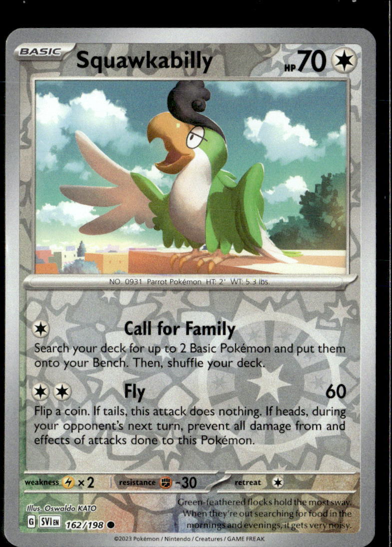 Pokemon Squawkabilly 162/198 Scarlet Violet Base Reverse Holo 2 Card Lot