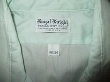 vtg ROYAL KNIGHT PERMANENT PRESS BUTTON FRONT SHIRT Light Green Mens 16.5 - 34