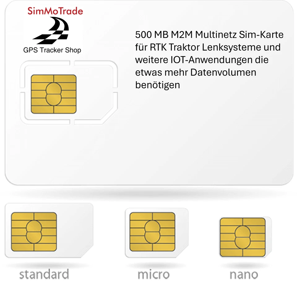 M2M Multinetz Sim Karten, für RTK Traktor Lenksysteme und IOT Anwendungen 500MB - Bild 1 von 4
