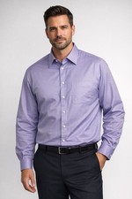 Pronto Uomo Dress Shirt Mens 19 34/35 Lavender Button Up Cotton Classic Fit