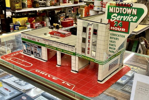 Vintage Marx Texaco Automotive Center Gas & Oil Service Station Blechspielzeug mit Schild - Bild 3 von 19
