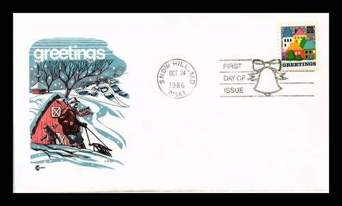 US COVER CHRISTMAS WINTER VILLAGE FIRST DAY ISSUE COVER CRAFT CACHET INSERT